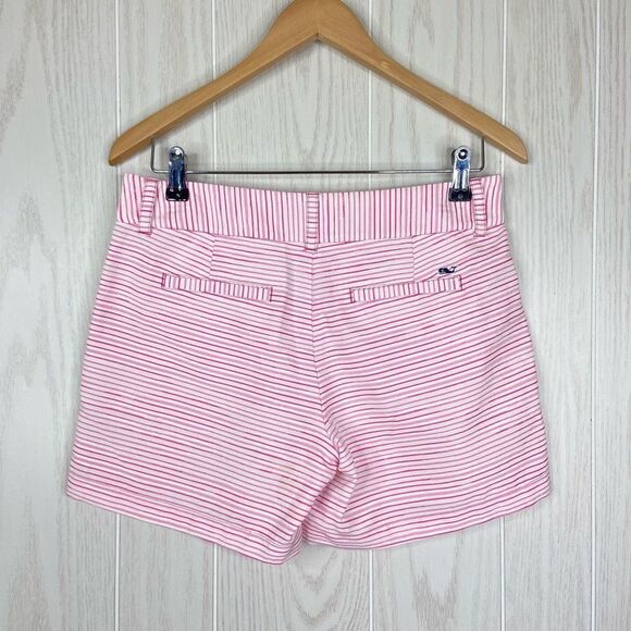 Vineyard Vines Women's Shorts Classic Mid-Rise Striped Pink And White Size 2 - Picture 3 of 9